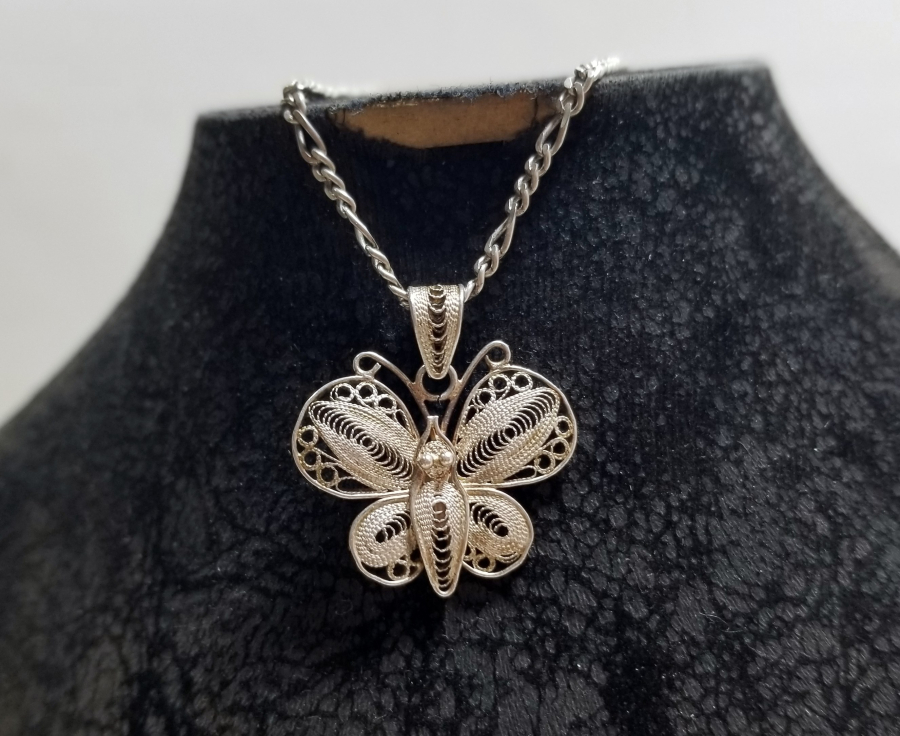 TELKARİ İŞÇİLİKLİ BEYPAZARI YAPIMI GÜMÜŞ KOLYE