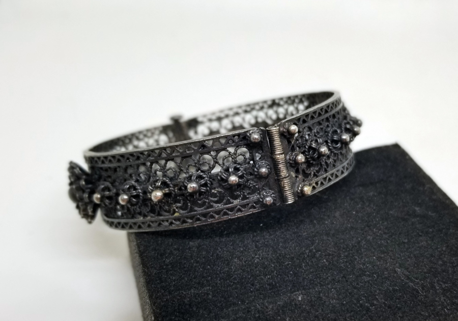 TELKARİ İŞÇİLİKLİ GÜMÜŞ EL YAPIMI BİLEZİK - BİLEKLİK