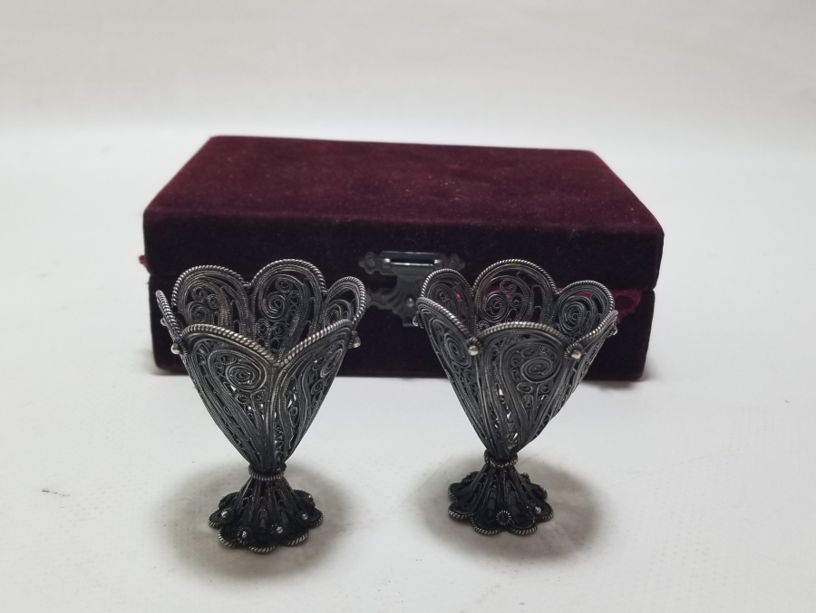 TELKARİ İŞÇİLİKLİ OSMANLI DÖNEMİ ÇİFT GÜMÜŞ FİNCAN ZARFI