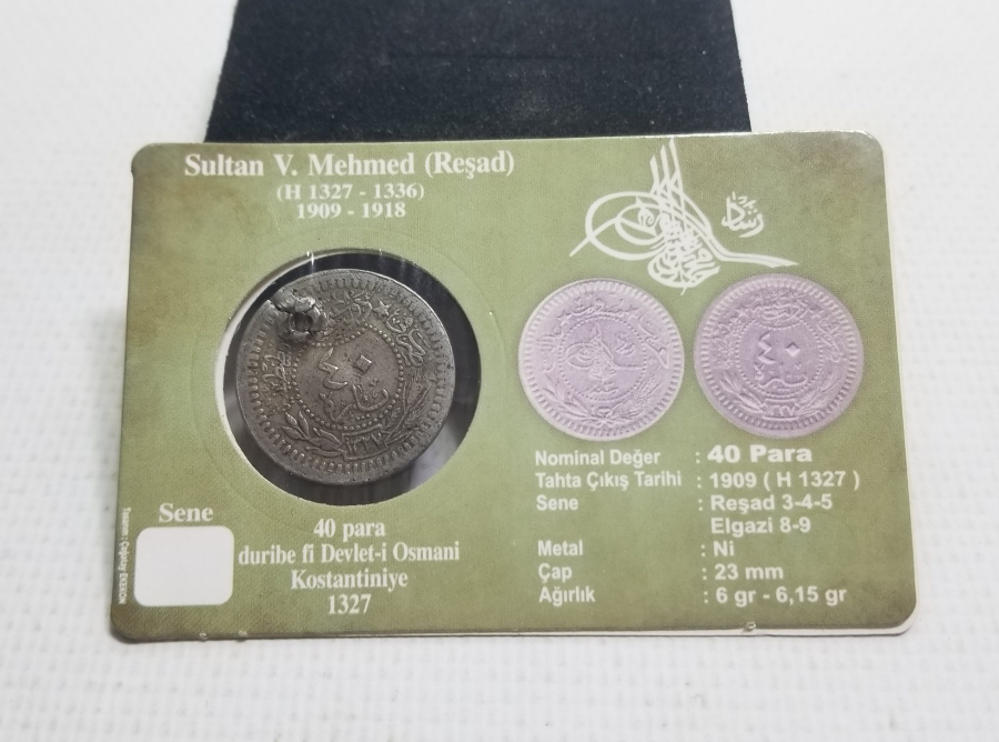 MEHMET REŞAT HAN DÖNEMİ KOLEKSİYONLUK NİKEL 40 PARA
