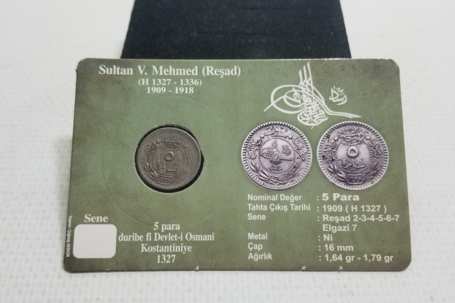 MEHMET REŞAT HAN DÖNEMİ KOLEKSİYONLUK NİKEL 5 PARA