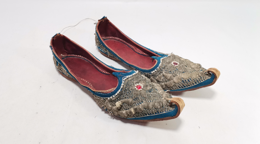 OSMANLI DÖNEMİ GÜMÜŞ SIRMA İŞÇİLİKLİ NADİR SARAY İŞİ TERLİK - GELİN PABUCU