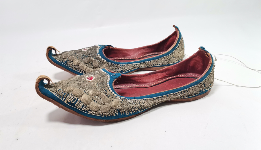 OSMANLI DÖNEMİ GÜMÜŞ SIRMA İŞÇİLİKLİ NADİR SARAY İŞİ TERLİK - GELİN PABUCU