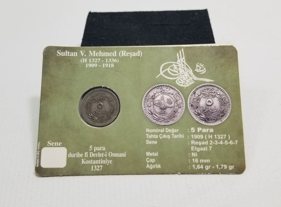 MEHMET REŞAT HAN DÖNEMİ KOLEKSİYONLUK NİKEL 5 PARA