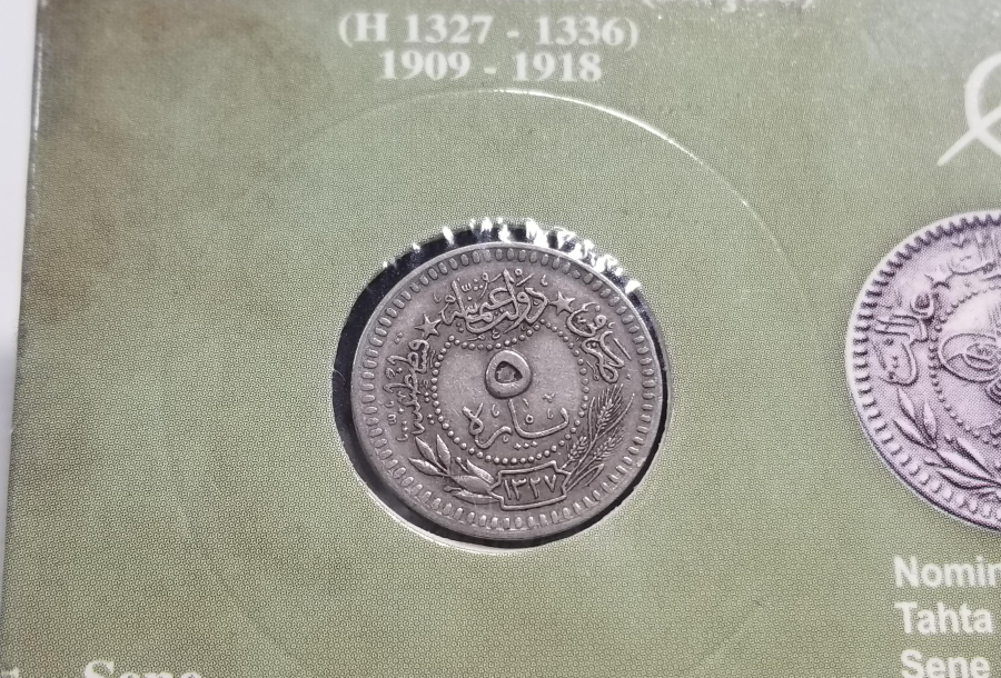 MEHMET REŞAT HAN DÖNEMİ KOLEKSİYONLUK NİKEL 5 PARA
