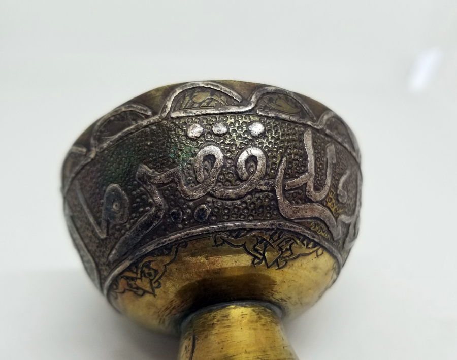 ÜZERİ AYETLERLE DEKORLU VE GÜMÜŞ ÇAKMA İŞÇİLİKLİ NADİR TİPTE OSMANLI DÖNEMİ FİNCAN ZARFI