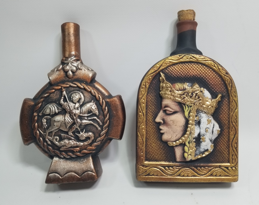 KABARTMA İŞÇİLİKLİ 2 ADET ŞARAP ŞİŞESİ 