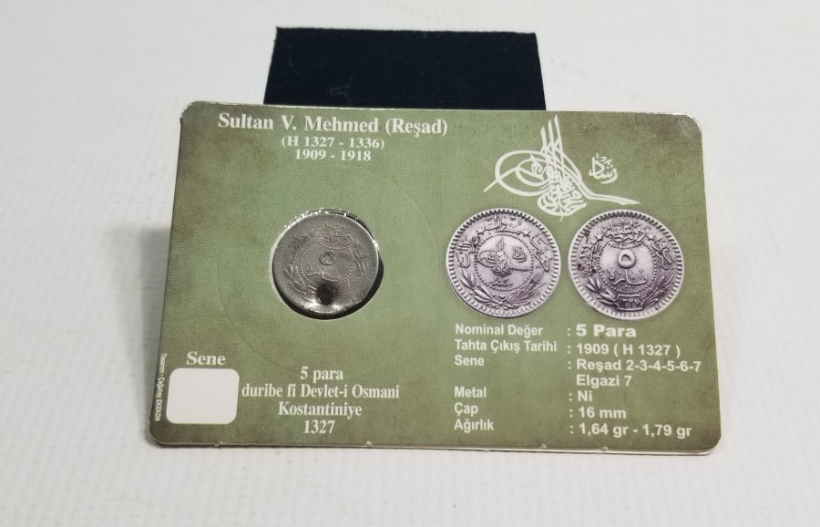 MEHMET REŞAD HAN DÖNEMİ KOLEKSİYONLUK NİKEL 5 PARA