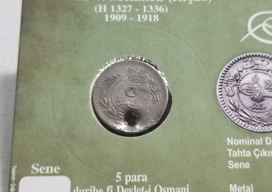 MEHMET REŞAD HAN DÖNEMİ KOLEKSİYONLUK NİKEL 5 PARA