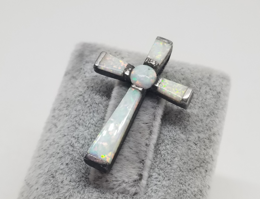 OPAL TAŞLI ÖZEL YAPIM HAÇ FİGÜRÜ