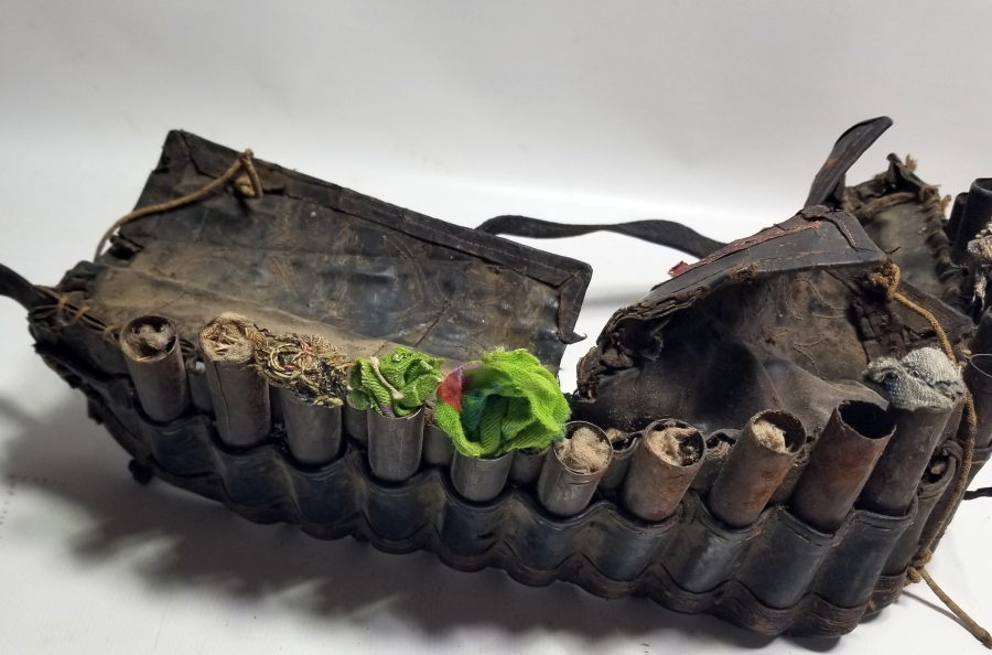 OSMANLI DÖNEMİ İŞLEMELİ DERİ DOLMA TÜFEK FİŞEKLİĞİ - HAZIRI