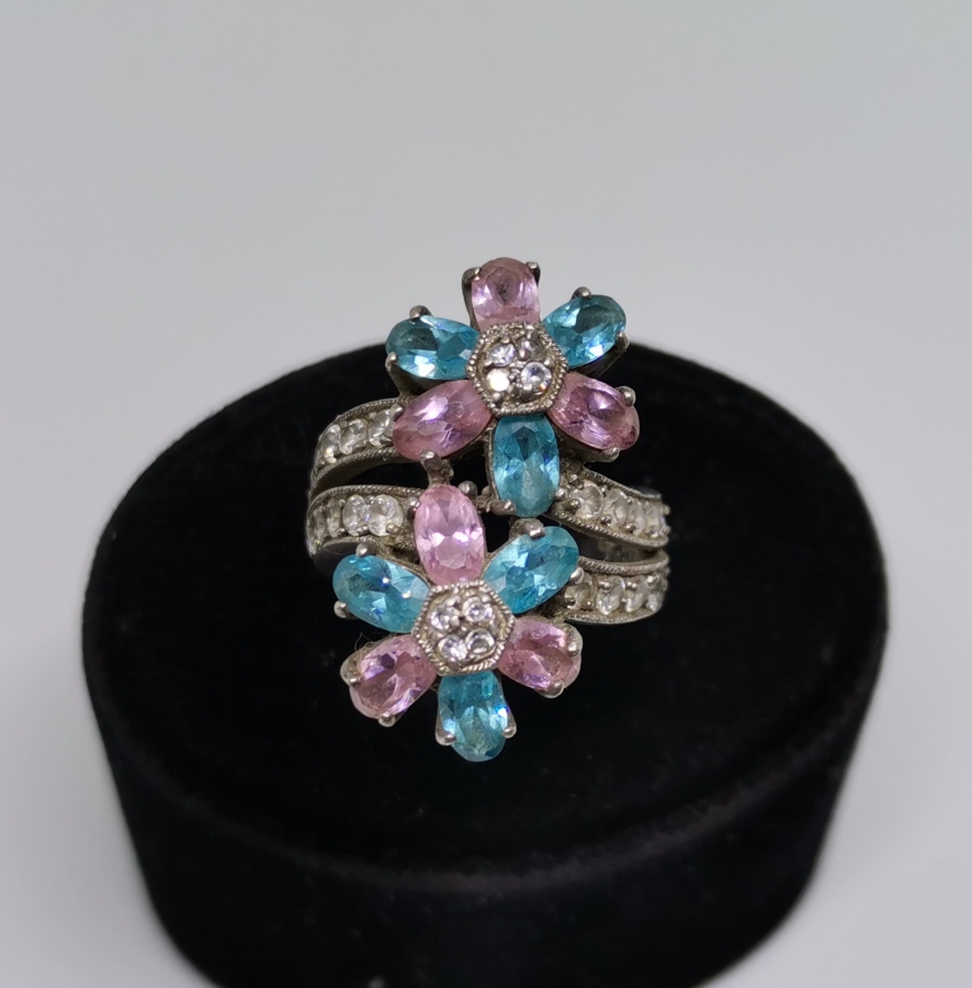 AKUAMARİN VE MARGAZİT TAŞLI GÜMÜŞ YÜZÜK