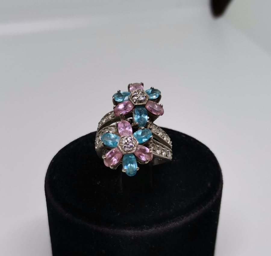 AKUAMARİN VE MARGAZİT TAŞLI GÜMÜŞ YÜZÜK