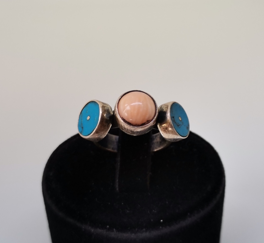 SÜLEYMANİYE AKİKLİ VE TURKUAZ TAŞLI ÖZEL YAPIM YÜZÜK