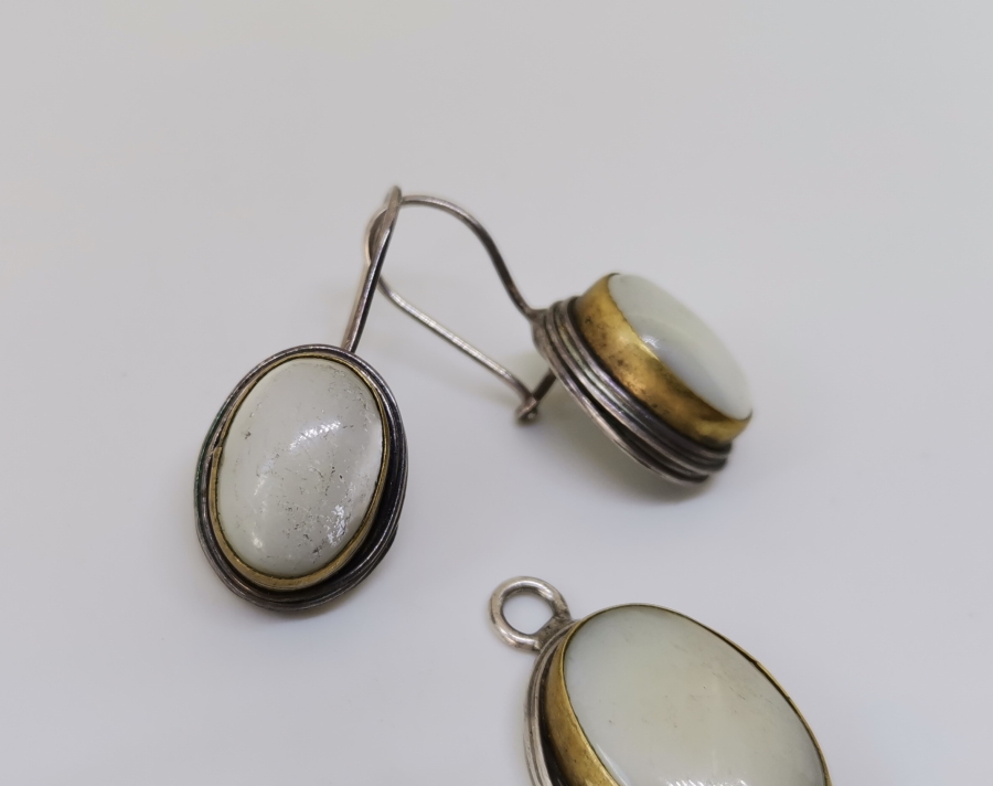 SEDEF TAŞLI ÖZEL YAPIM KOLYE KÜPE TAKIMI