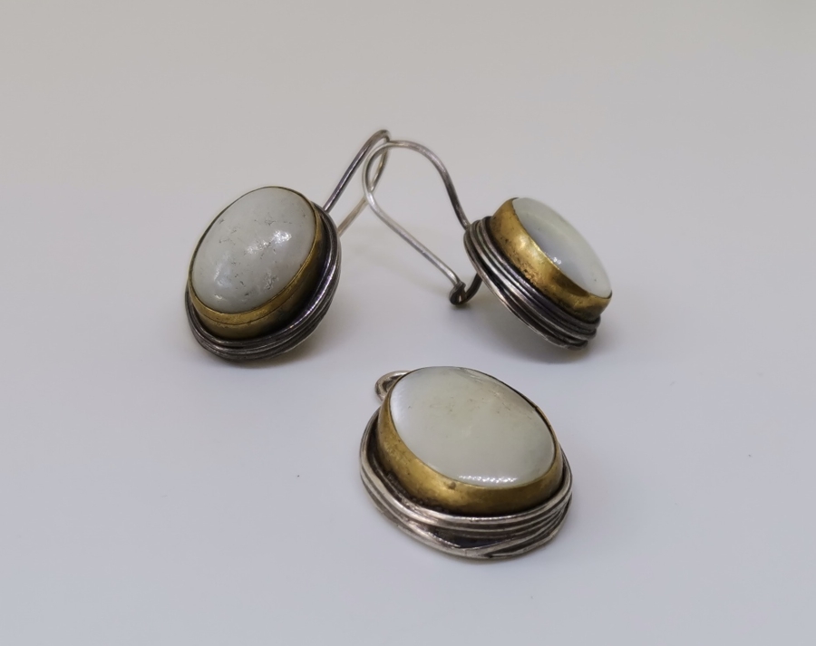 SEDEF TAŞLI ÖZEL YAPIM KOLYE KÜPE TAKIMI