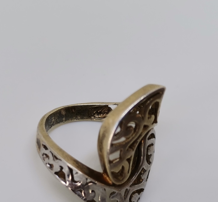 ÜZERİ ALTIN VERMEYLİ ÖZEL YAPIM GÜMÜŞ YÜZÜK