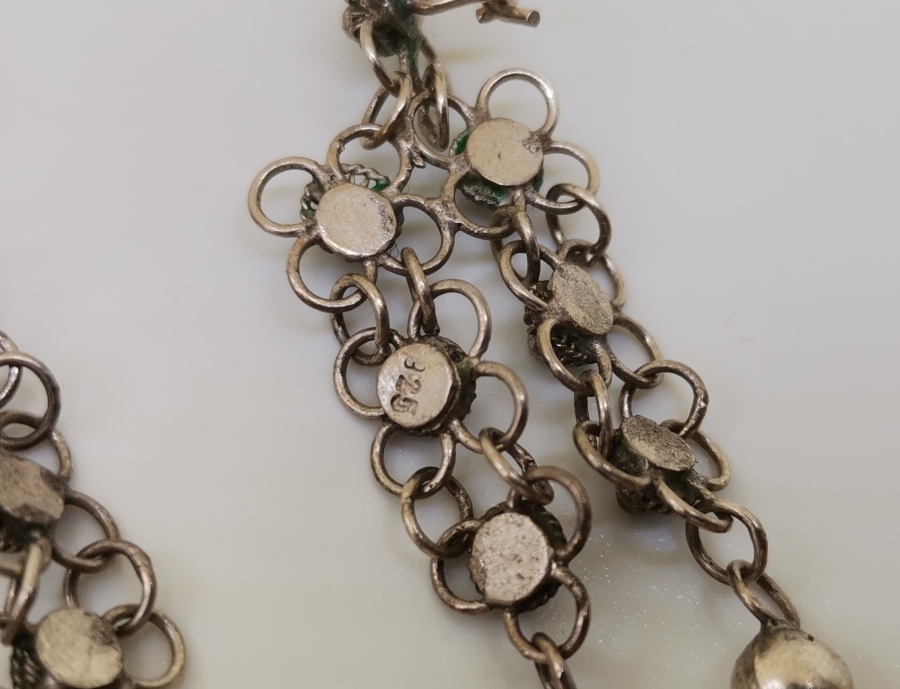 GÜHERZE İŞÇİLİKLİ EL YAPIMI ANTİKA KÜPE