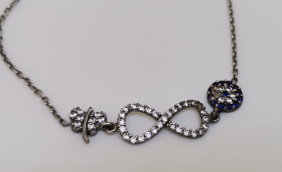 SONSUZLUK SİMGELİ VE NAZAR BONCUKLU GÜMÜŞ BİLEKLİK