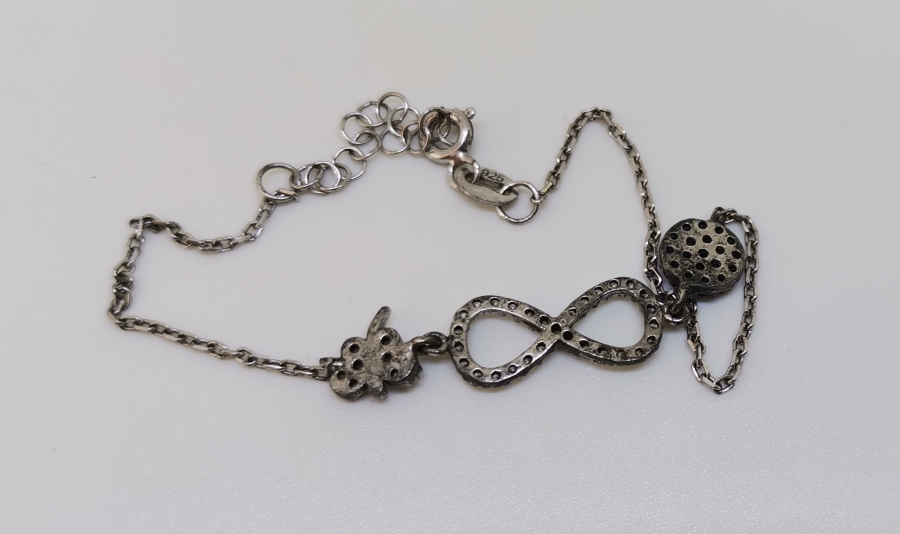 SONSUZLUK SİMGELİ VE NAZAR BONCUKLU GÜMÜŞ BİLEKLİK