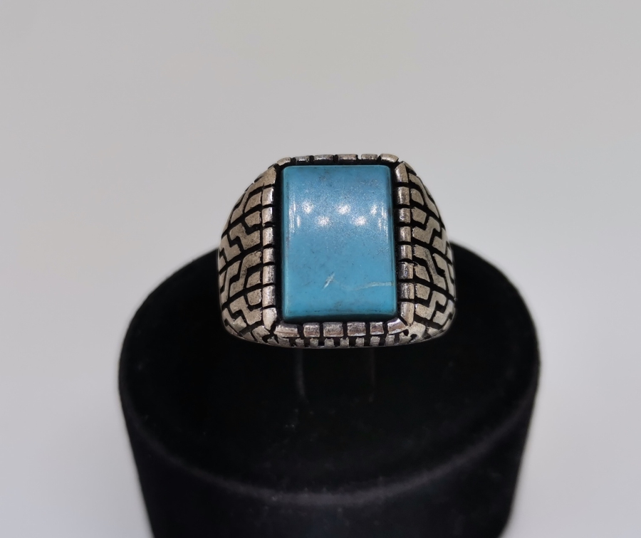 TURKUAZ TAŞLI GÜMÜŞ ERKEK YÜZÜĞÜ
