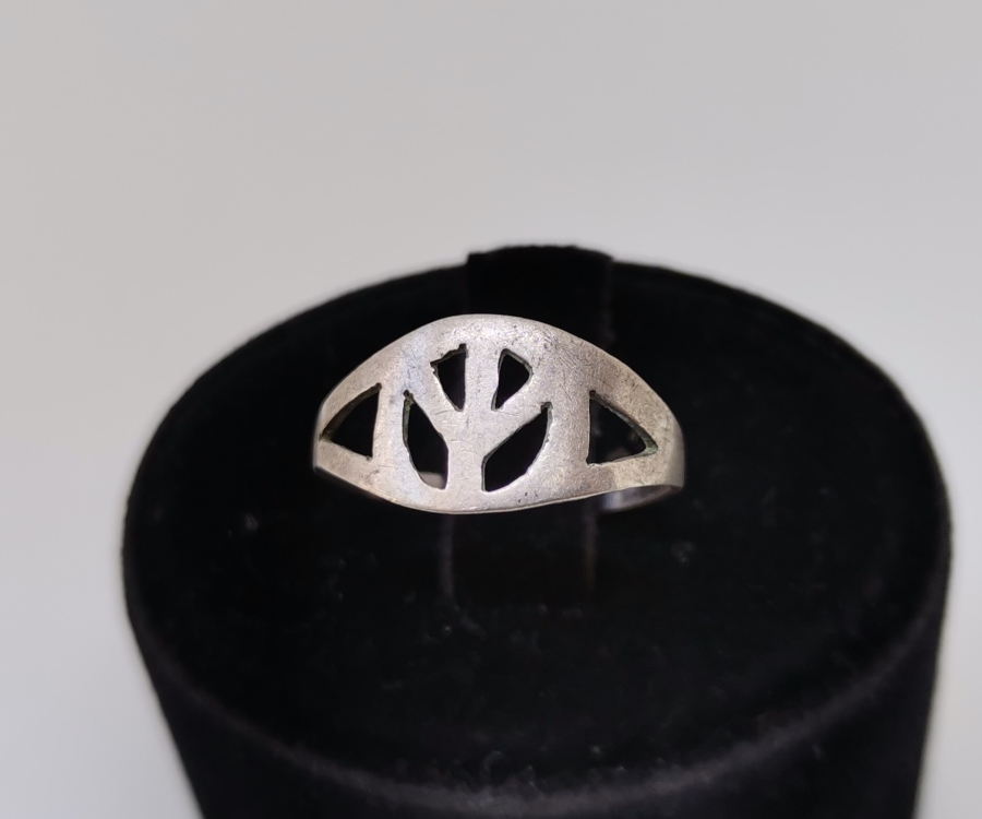 BARIŞ İŞARETİ GÖRSELLİ GÜMÜŞ YÜZÜK