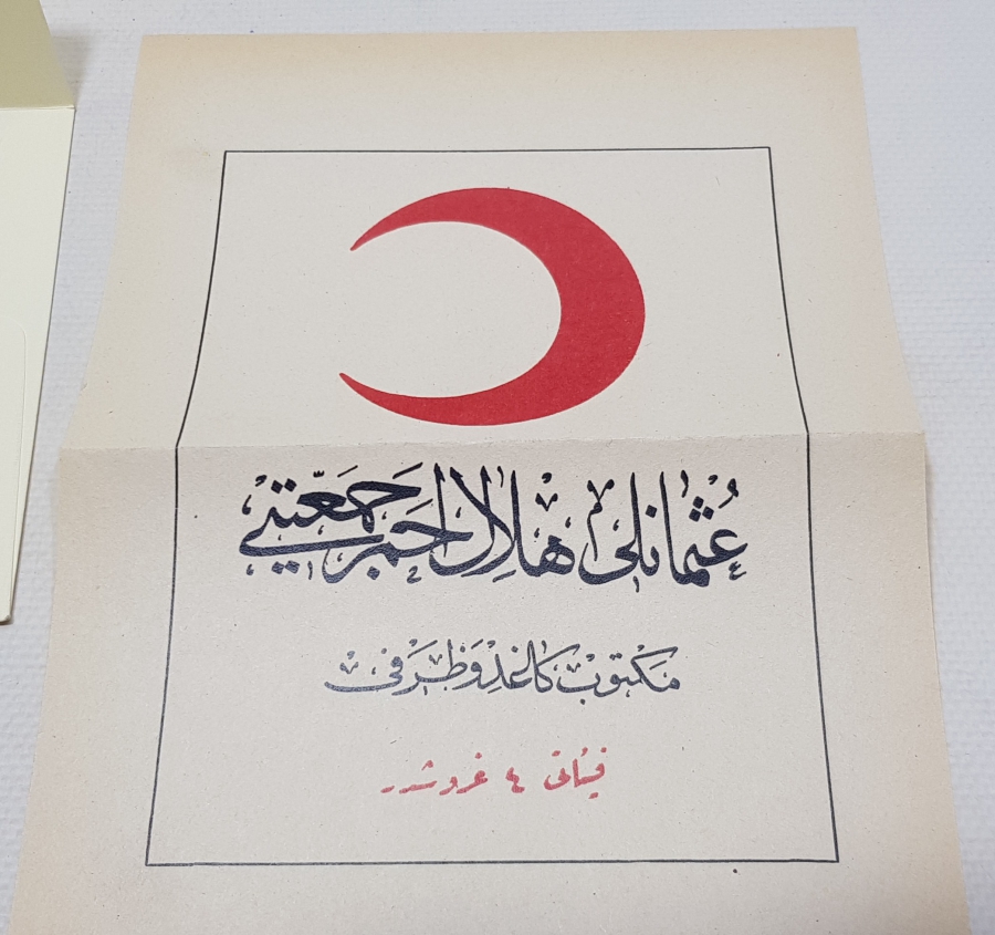 OSMANLI DÖNEMİ ORİJİNAL ZARFINDA HİLAL-İ AHMER MEKTUP KAĞIDI