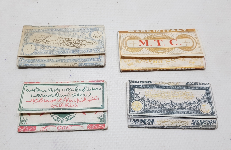 OSMANLI DÖNEMİ 4 ADET İÇLERİ DOLU SİGARA KAĞIDI LOTU