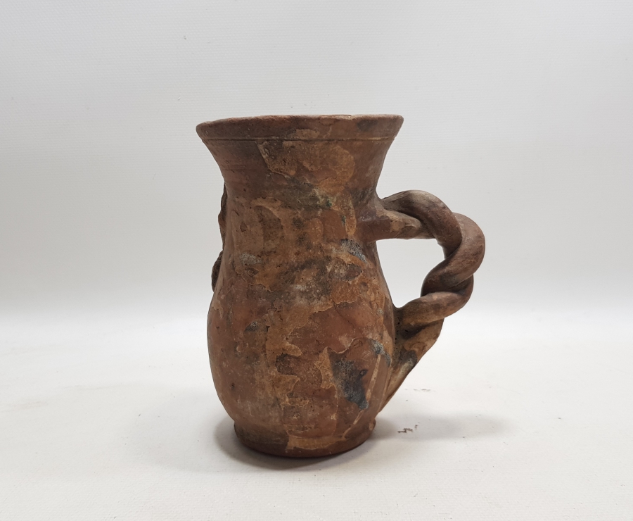 OSMANLI DÖNEMİ ÇANAKKALE İŞİ NADİR FORMDA BURMALI SAPLI GÜL ROZETLİ AŞURELİK