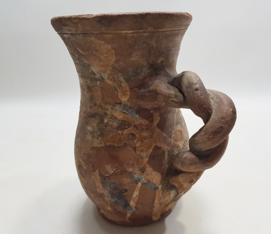 OSMANLI DÖNEMİ ÇANAKKALE İŞİ NADİR FORMDA BURMALI SAPLI GÜL ROZETLİ AŞURELİK