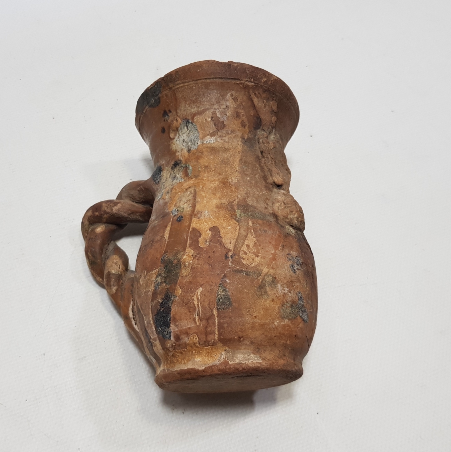 OSMANLI DÖNEMİ ÇANAKKALE İŞİ NADİR FORMDA BURMALI SAPLI GÜL ROZETLİ AŞURELİK