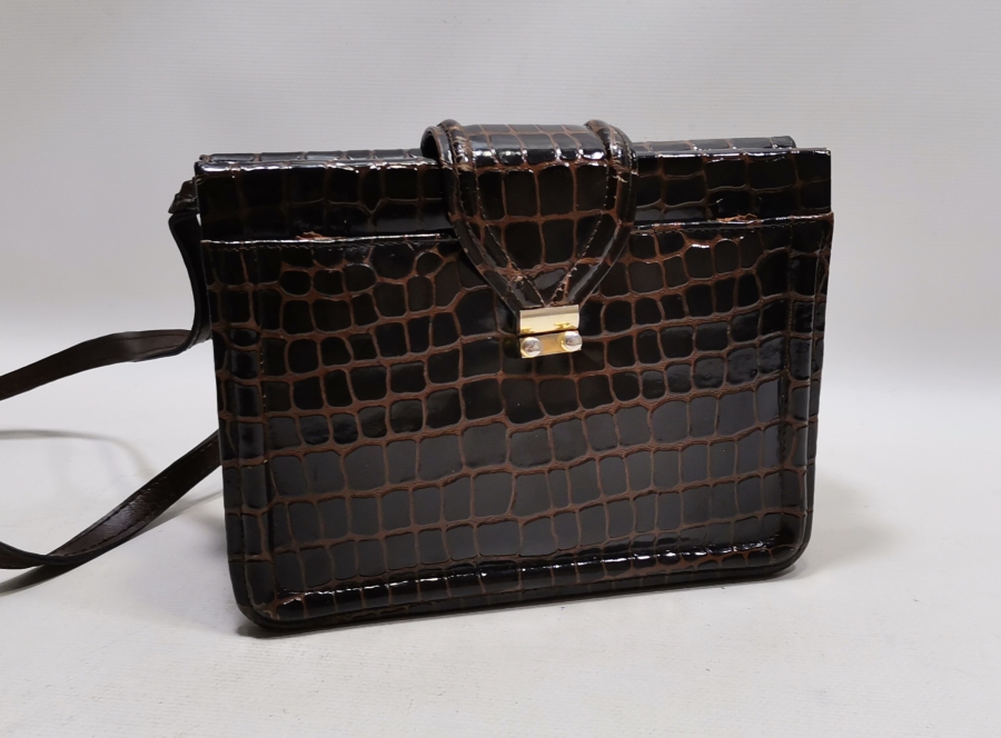 TİMSAH DERİSİNDEN MAMUL ANTİKA VİNTAGE ÇANTA