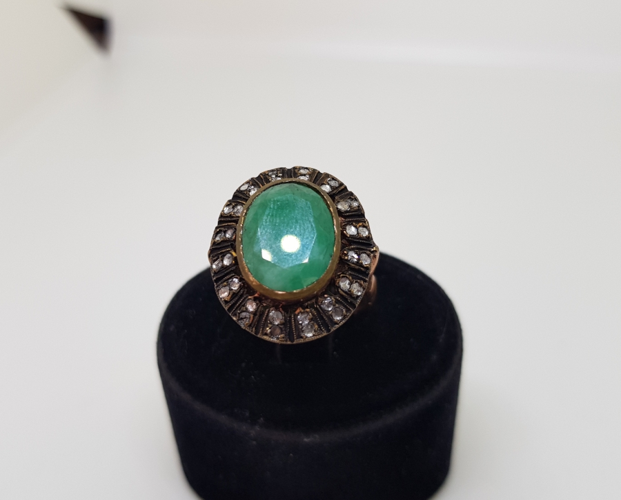 ELMAS VE ZÜMRÜT TAŞLI BÜYÜK BOY YÜZÜK