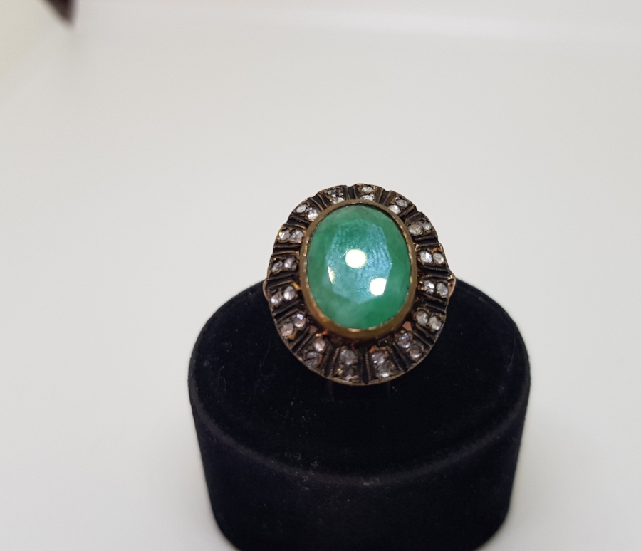 ELMAS VE ZÜMRÜT TAŞLI BÜYÜK BOY YÜZÜK