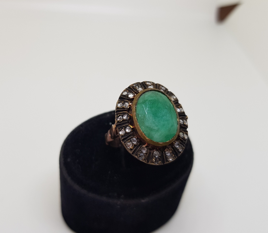 ELMAS VE ZÜMRÜT TAŞLI BÜYÜK BOY YÜZÜK