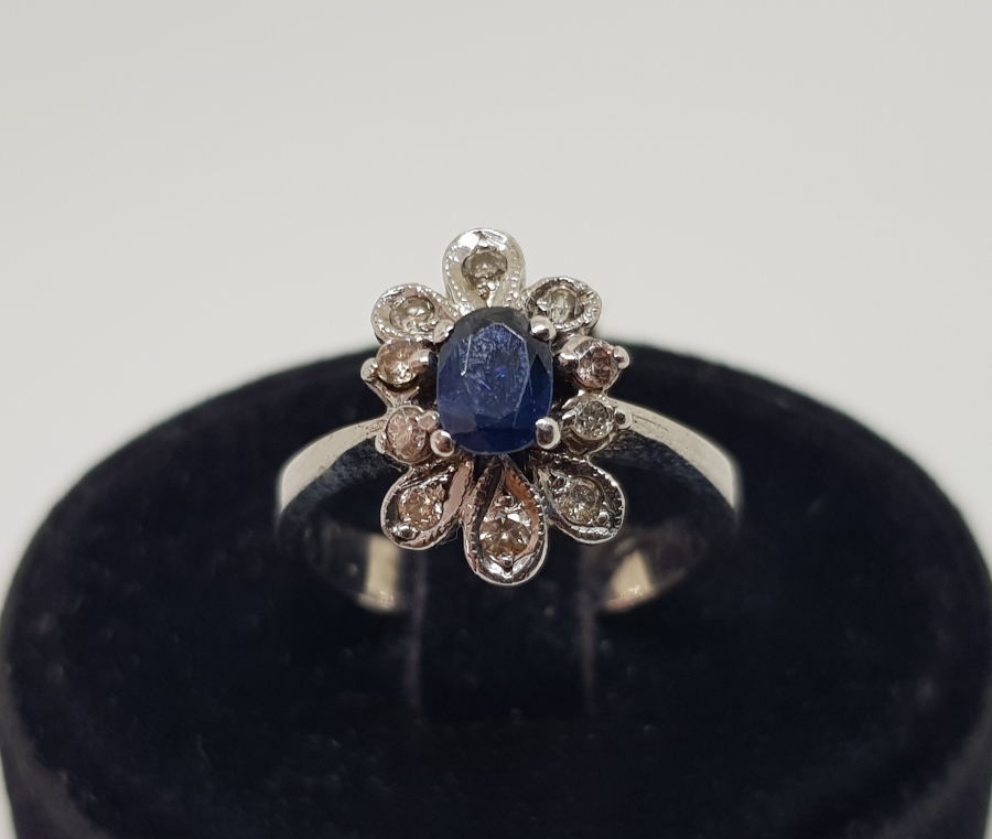 SAFİR VE PIRLANTA TAŞLI YÜZÜK