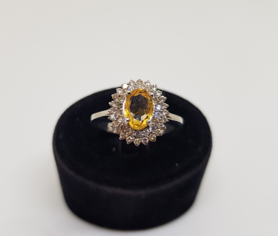 SİTRİN VE PIRLANTA TAŞLI YÜZÜK