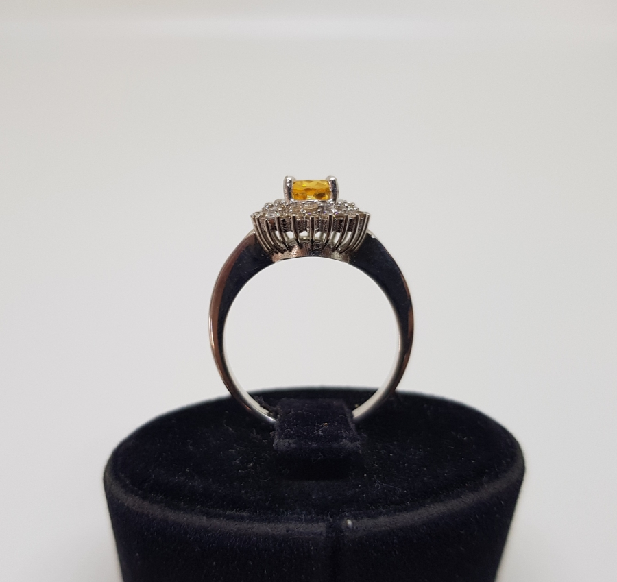 SİTRİN VE PIRLANTA TAŞLI YÜZÜK