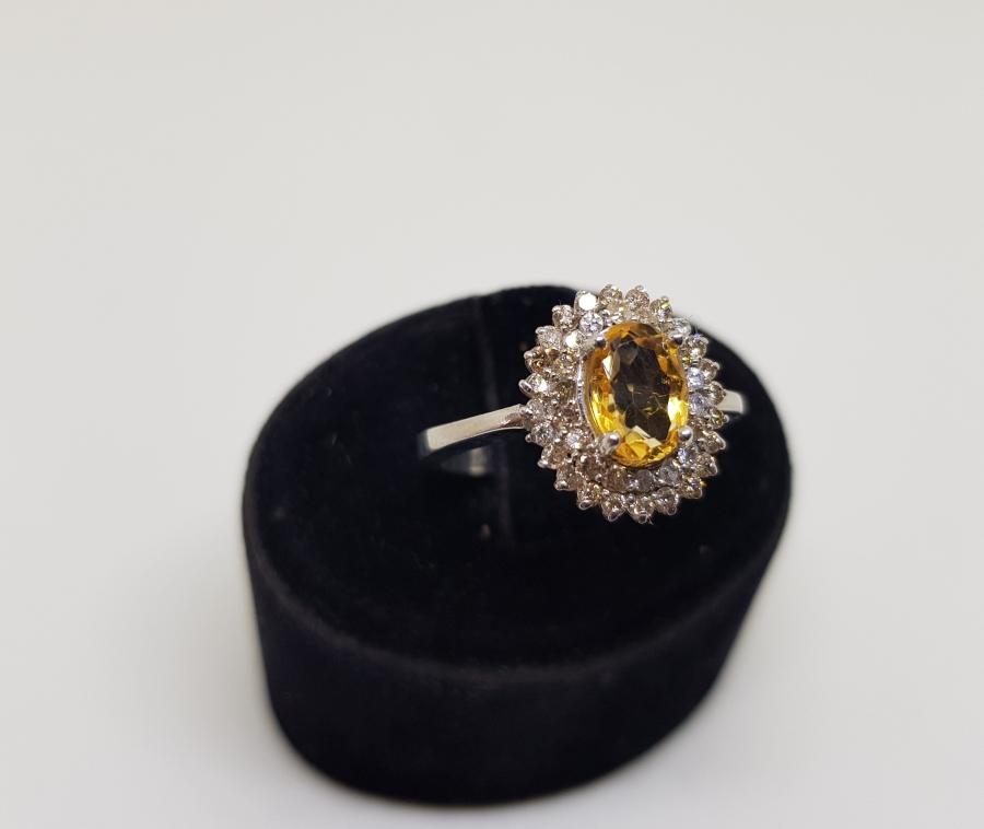 SİTRİN VE PIRLANTA TAŞLI YÜZÜK