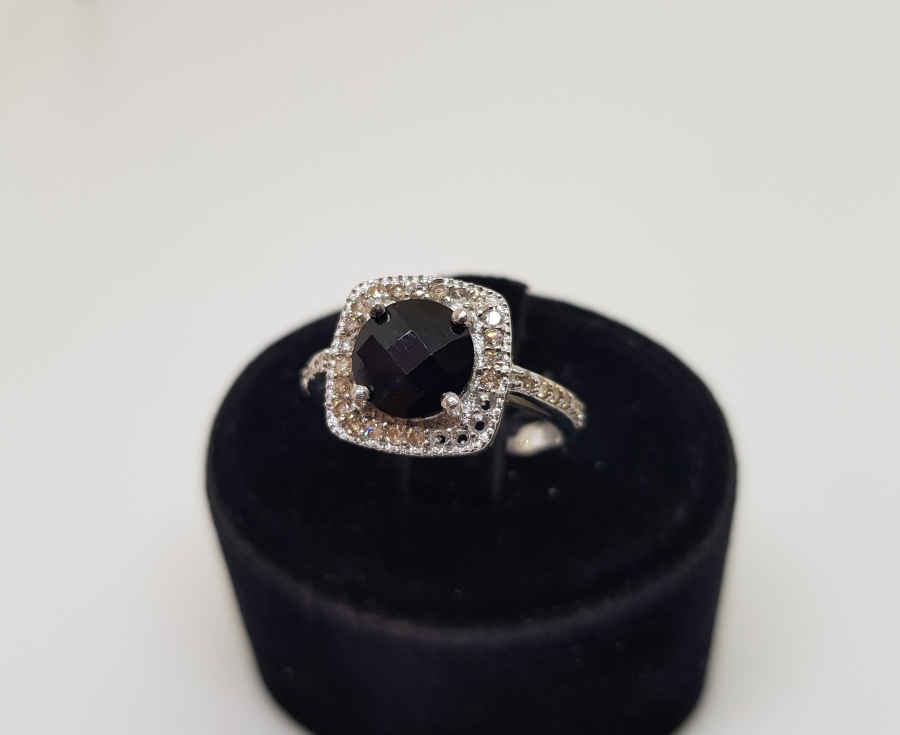 FASETA KESİMLİ SİTRİN VE PIRLANTA TAŞLI YÜZÜK