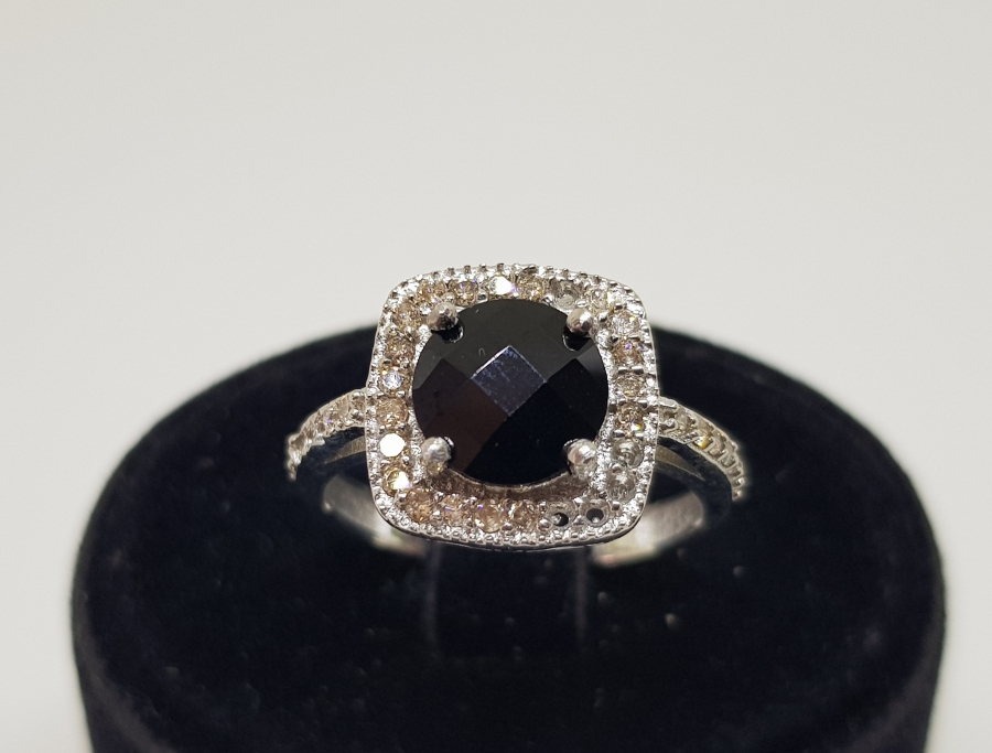 FASETA KESİMLİ SİTRİN VE PIRLANTA TAŞLI YÜZÜK