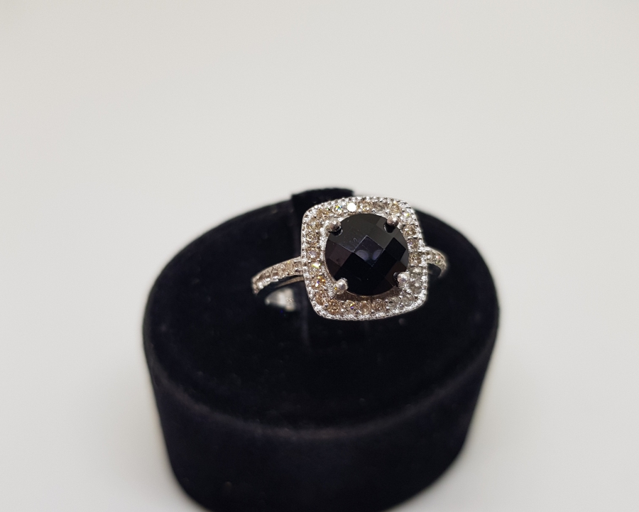 FASETA KESİMLİ SİTRİN VE PIRLANTA TAŞLI YÜZÜK