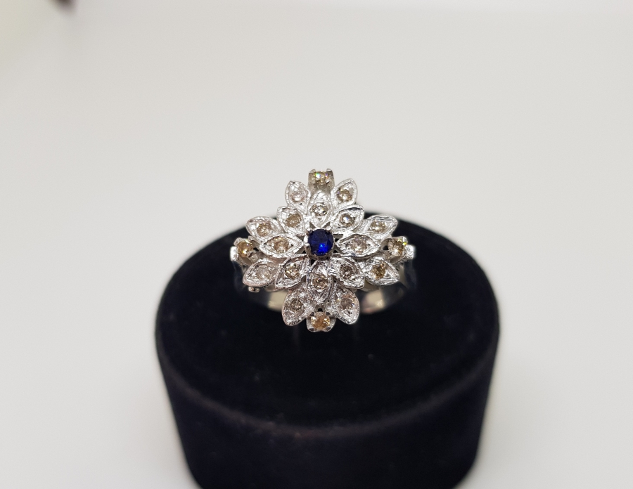 SAFİR VE PIRLANTA TAŞLI DENK MODEL YÜZÜK