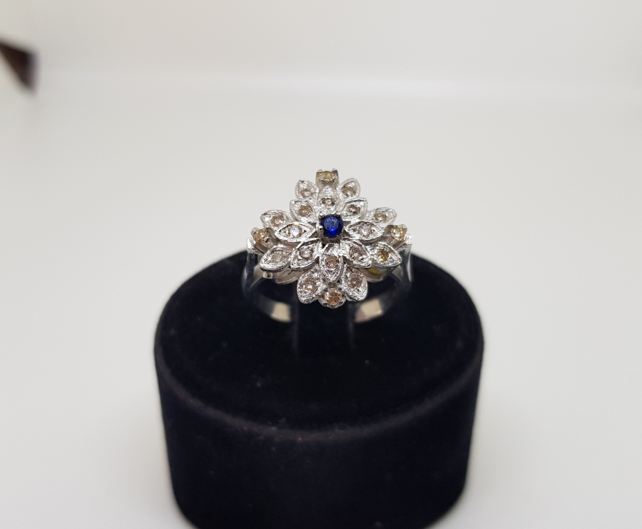 SAFİR VE PIRLANTA TAŞLI DENK MODEL YÜZÜK