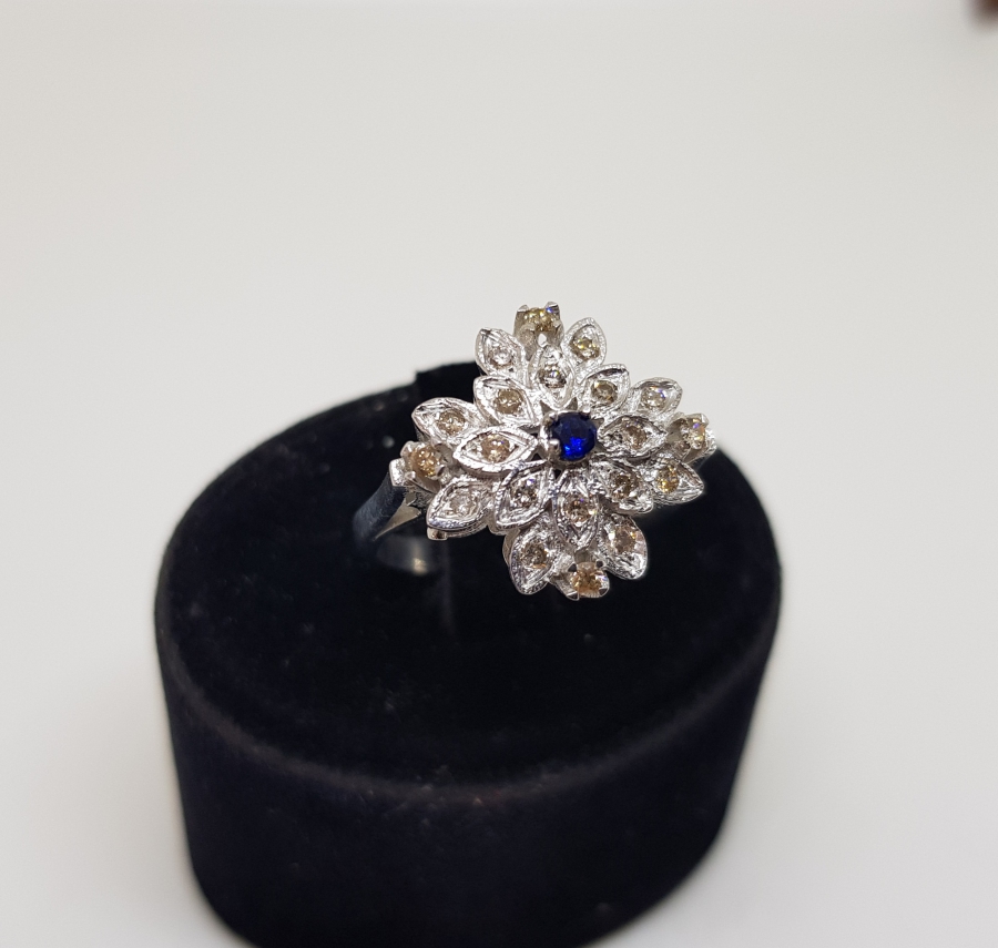 SAFİR VE PIRLANTA TAŞLI DENK MODEL YÜZÜK