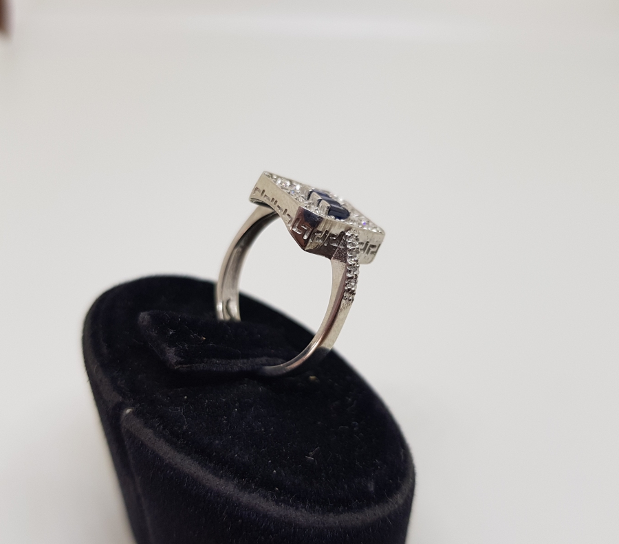 SAFİR VE PIRLANTA TAŞLI BAGET MODEL YÜZÜK