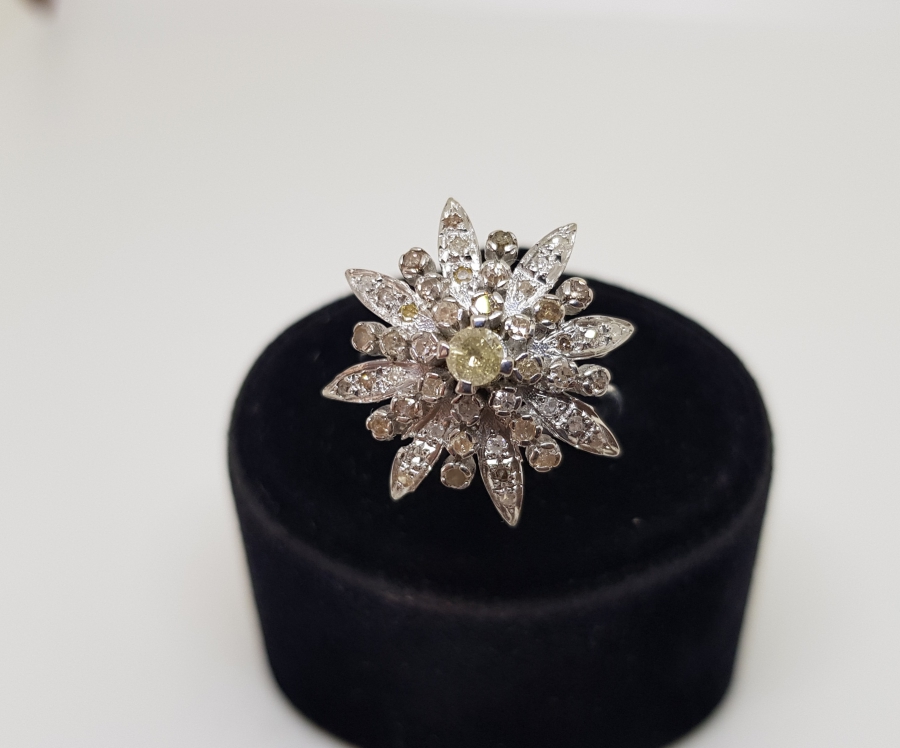 ZÜMRÜT VE PIRLANTA TAŞLI GÜNEŞ MODEL YÜZÜK