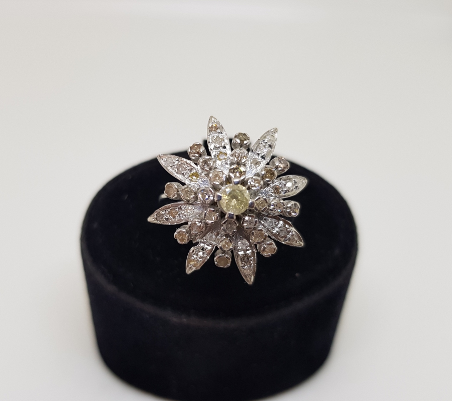 ZÜMRÜT VE PIRLANTA TAŞLI GÜNEŞ MODEL YÜZÜK