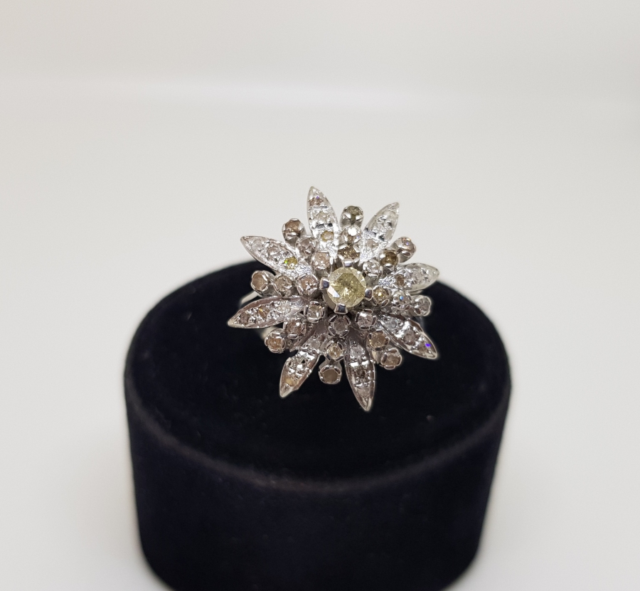 ZÜMRÜT VE PIRLANTA TAŞLI GÜNEŞ MODEL YÜZÜK