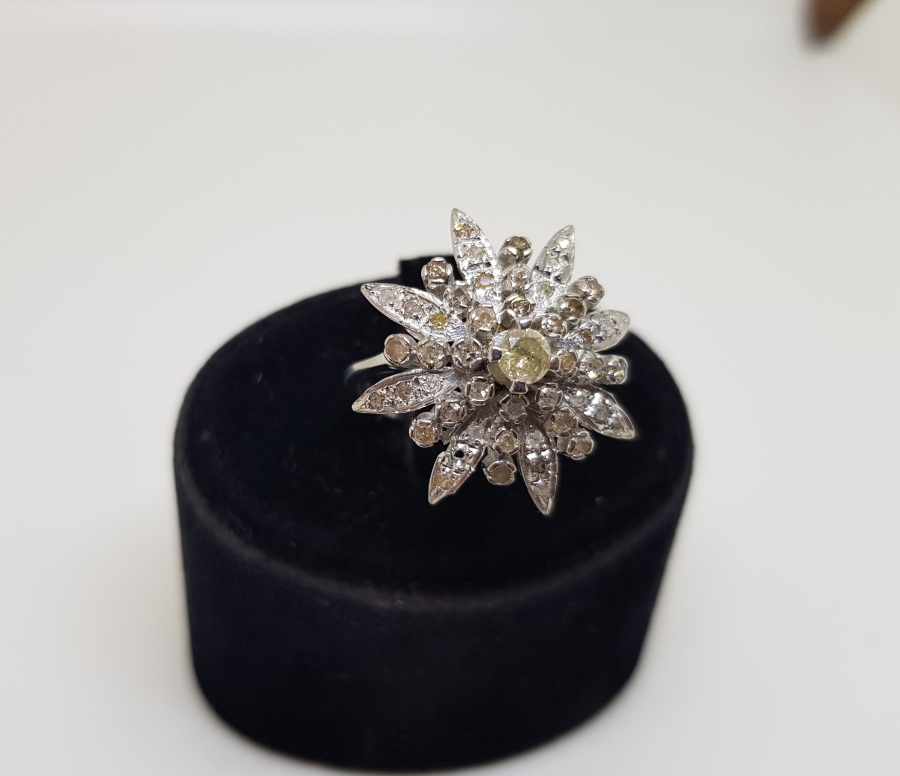 ZÜMRÜT VE PIRLANTA TAŞLI GÜNEŞ MODEL YÜZÜK